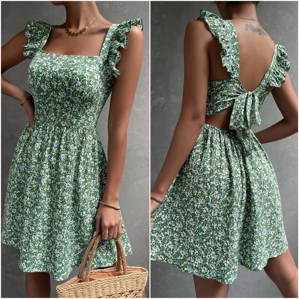 Bobo Floral Print Ruffle Sleeve Mini Dress - Picture 2 of 2